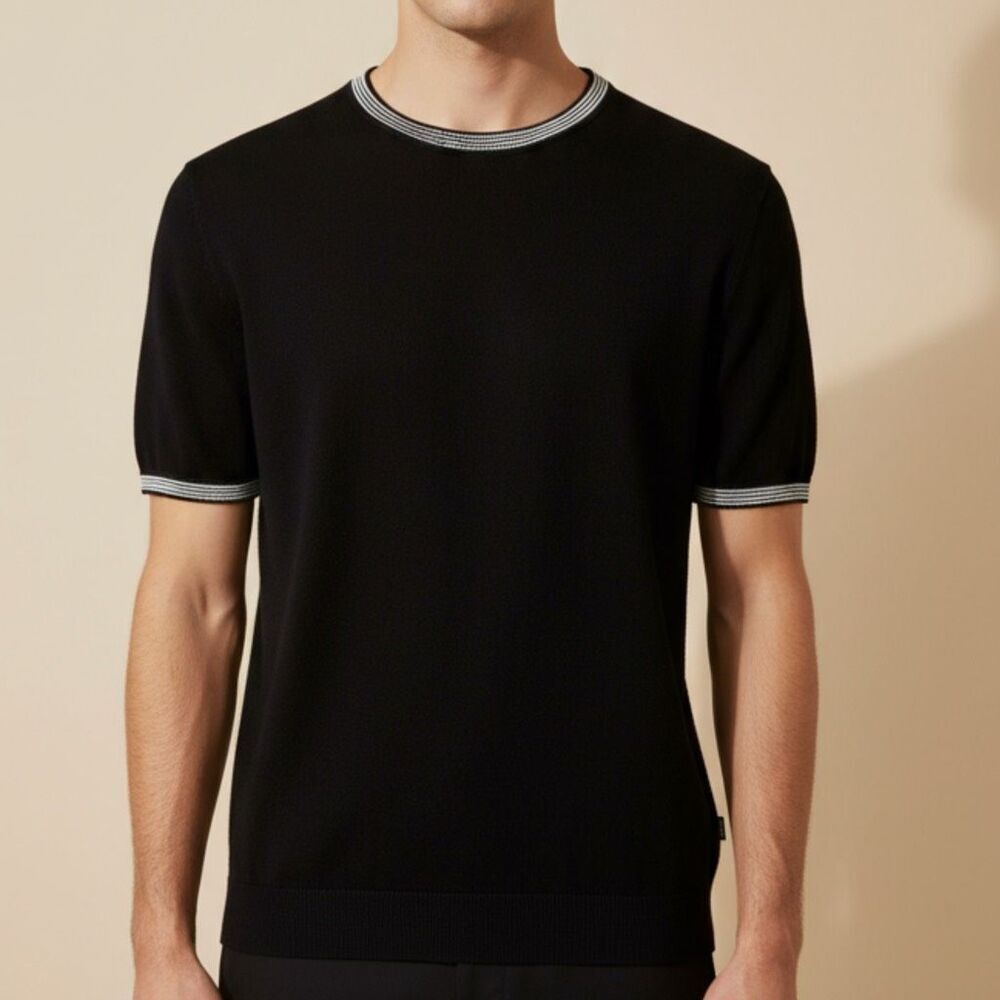 BOSS by Hugo Boss  black short-sleeved t-shirt/knitted top, from Hugo Boss, regu